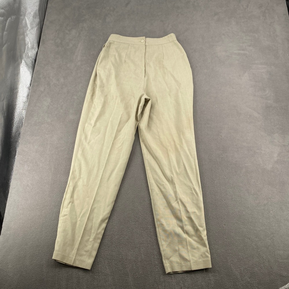 Vintage High Waisted Pleated Trousers Beige Tan Tapered Leg Dress Pants Women